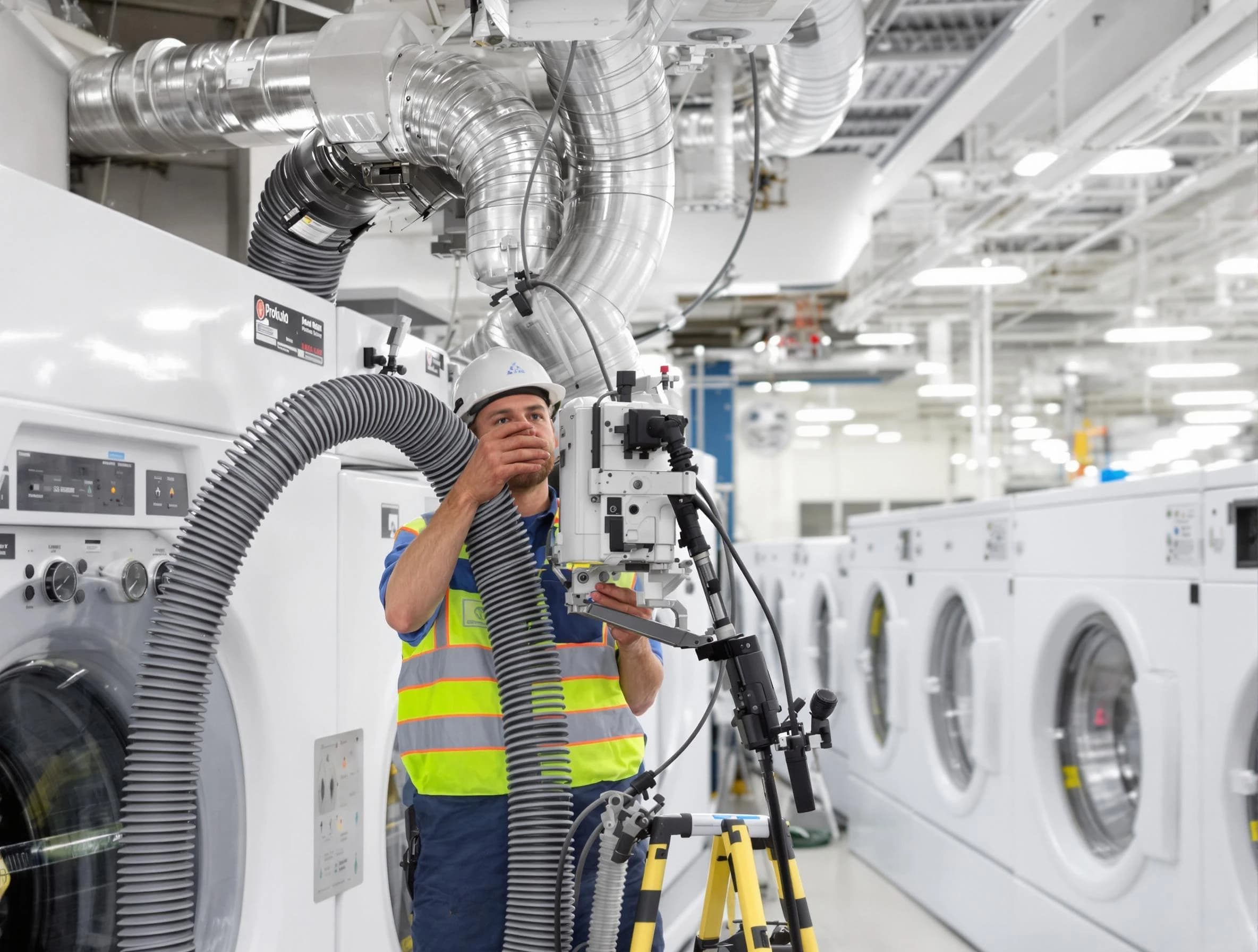 Hapeville Dryer Vent Cleaning team performing commercial-grade dryer vent cleaning at a business facility in Hapeville