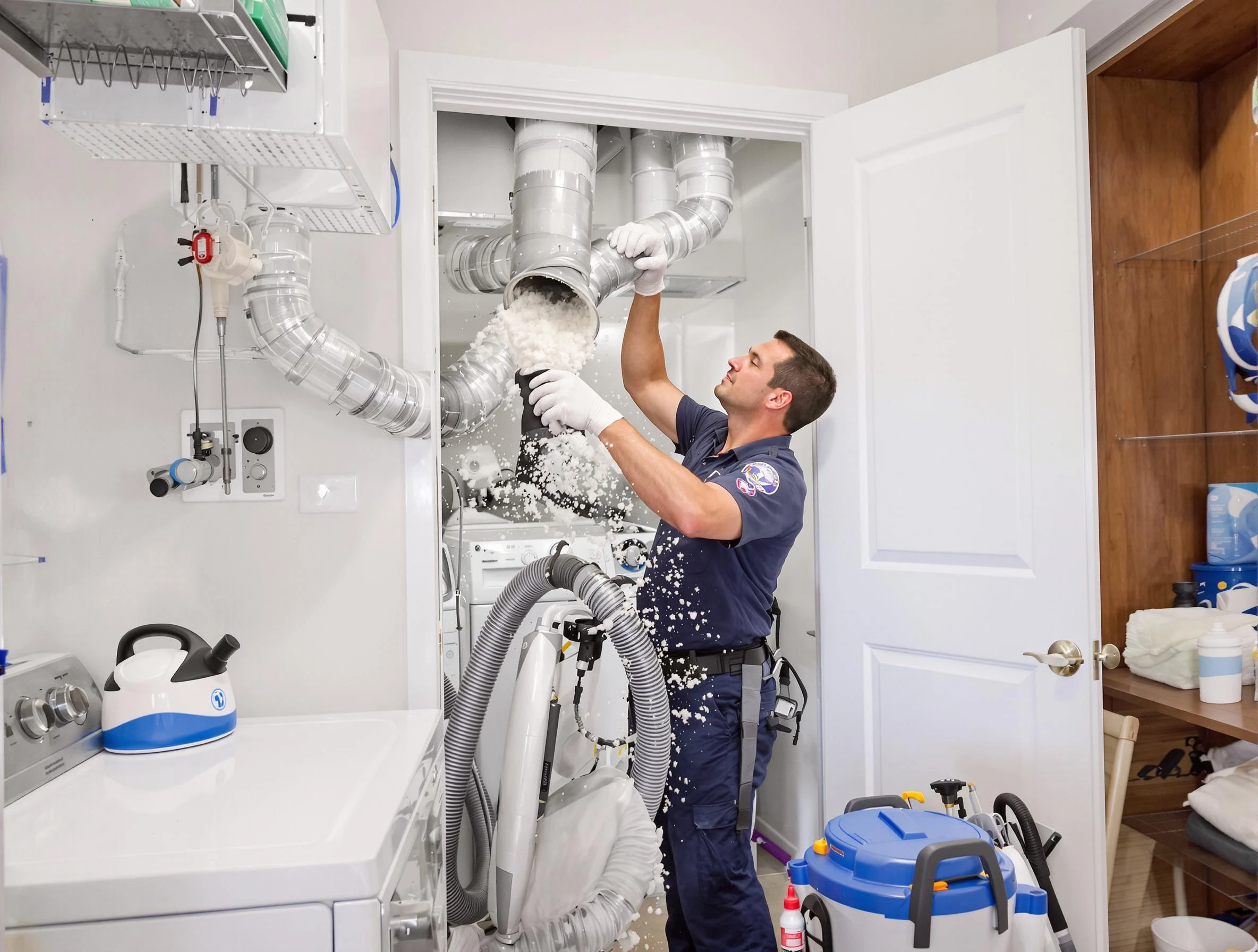 Hapeville Dryer Vent Cleaning technician delivering thorough residential dryer vent cleaning service in Hapeville